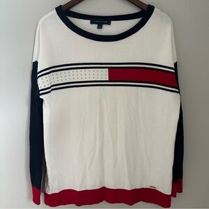 Tommy Hilfiger Women's Long Sleeve Crew neck Top Size Large Golden Star Details